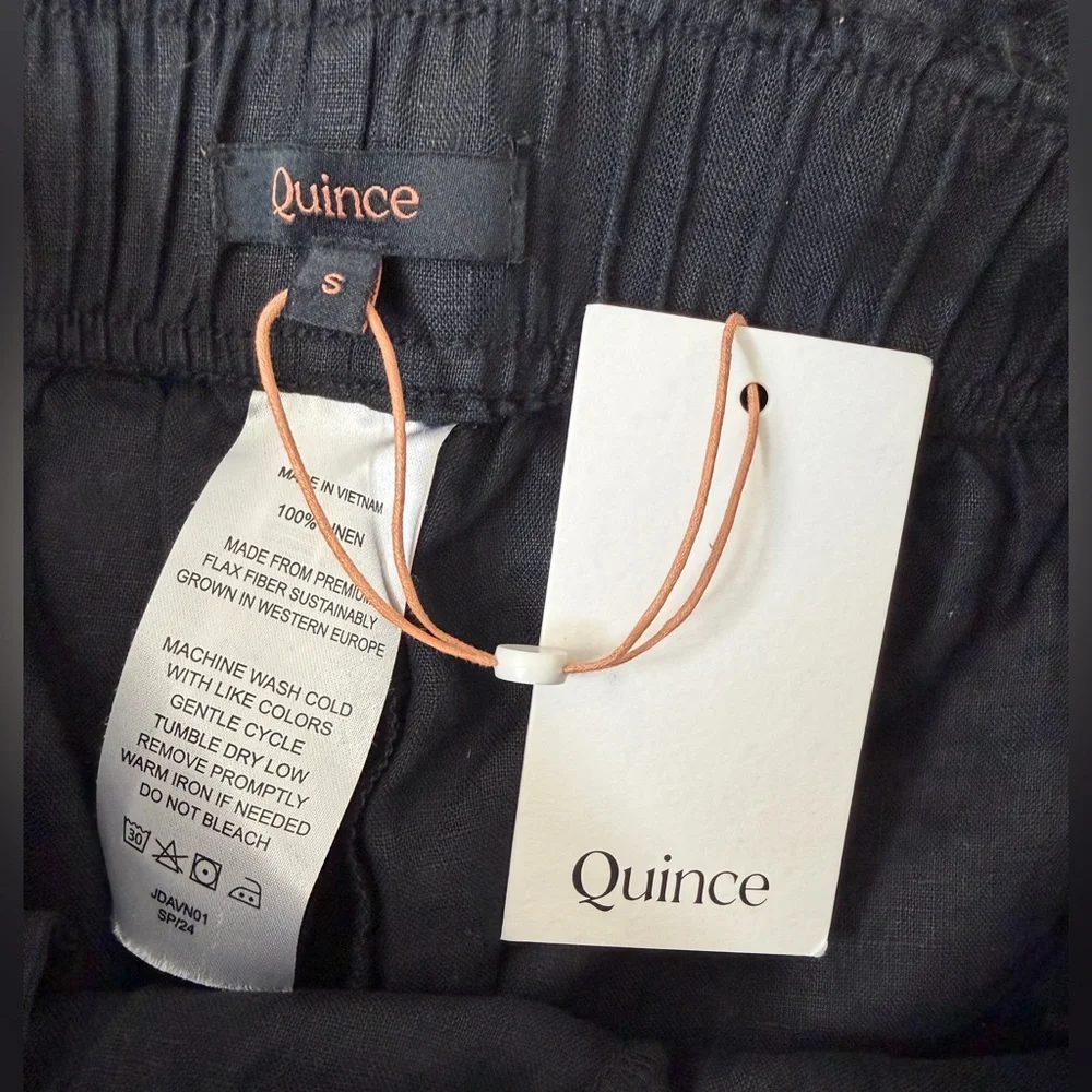 NWT Quince 100% European Linen High Waisted Shorts in Black, Size Small - Picture 9 of 10